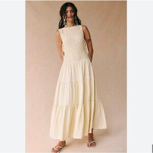 Free People Free-est NWT Sterling Maxi Cream long cotton blend dress size S